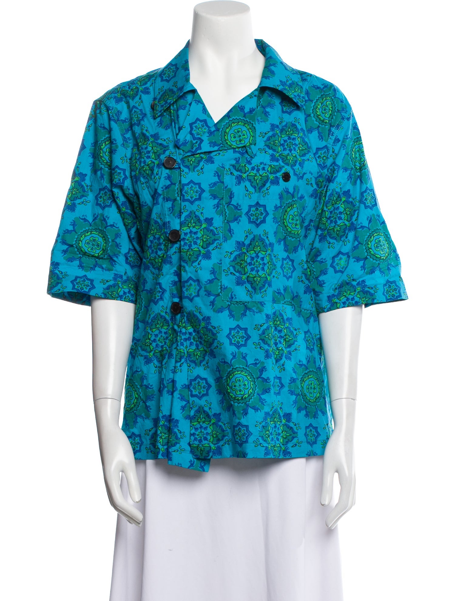 Rachel Comey Floral Print Short Sleeve Button-Up Top