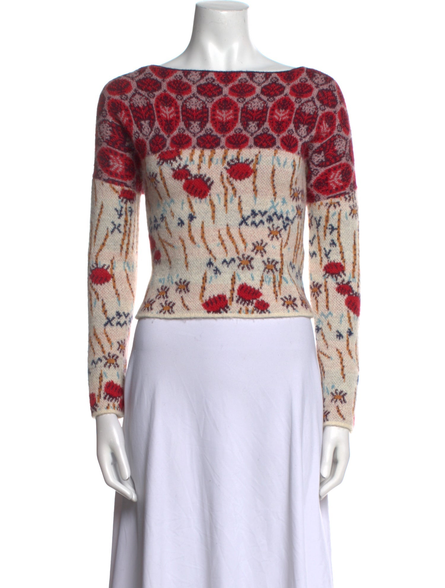 Rachel Comey Graphic Print Bateau Neckline Alpaca Sweater