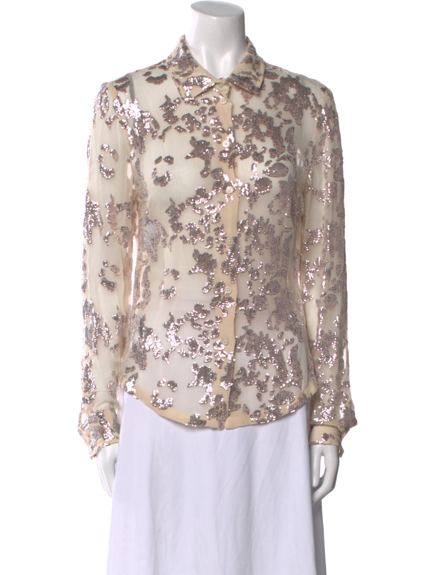 Rachel Comey Printed Long Sleeve Button-Up Top