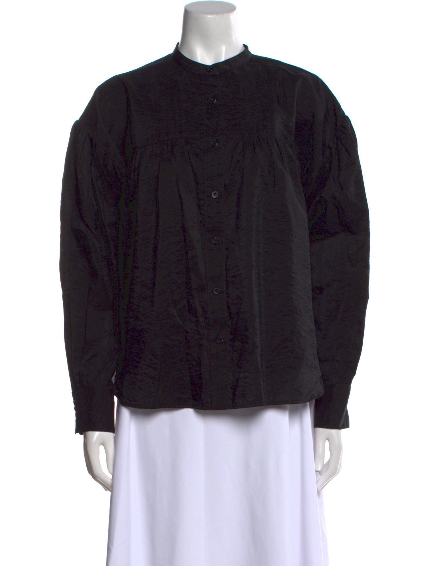 Rachel Comey Mock Neck Long Sleeve Button-Up Top