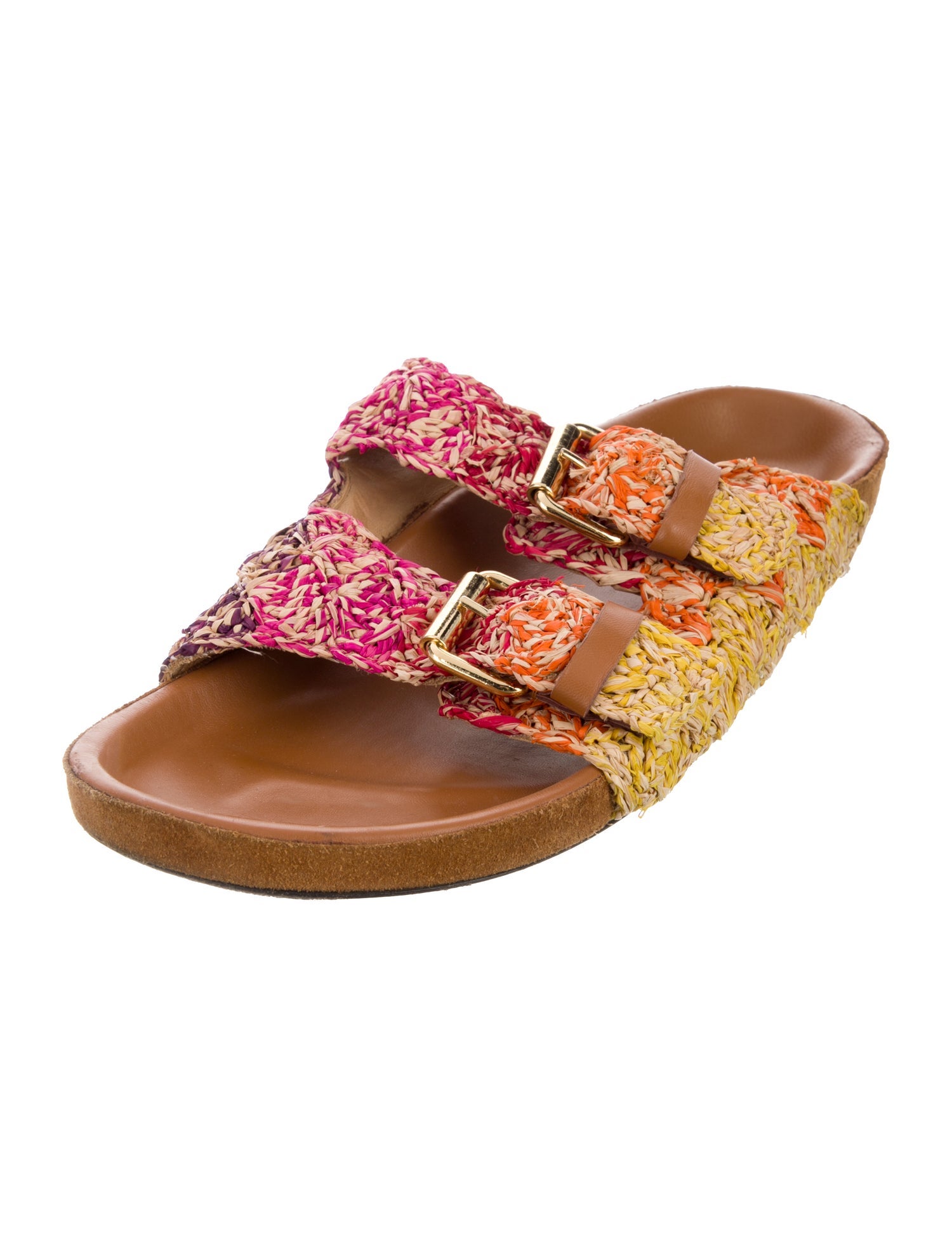 Rachel Comey Raffia Colorblock Pattern Slides