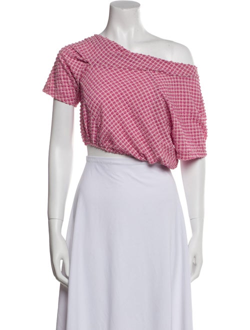 Rachel Comey Plaid Print One-Shoulder Crop Top