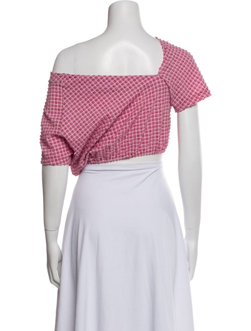 Rachel Comey Plaid Print One-Shoulder Crop Top