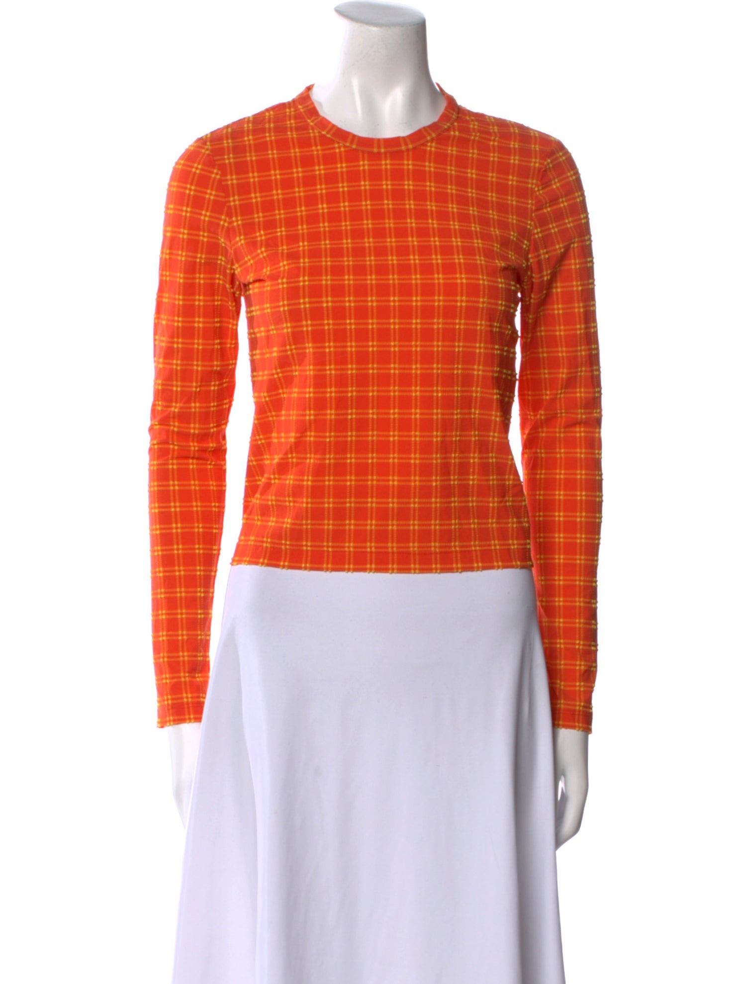 Rachel Comey Plaid Print Crew Neck Crop Top