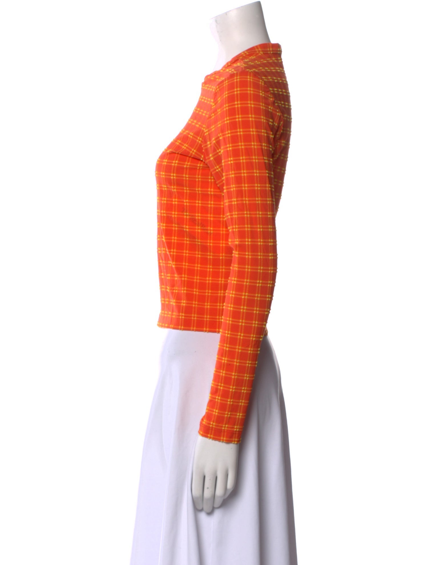 Rachel Comey Plaid Print Crew Neck Crop Top