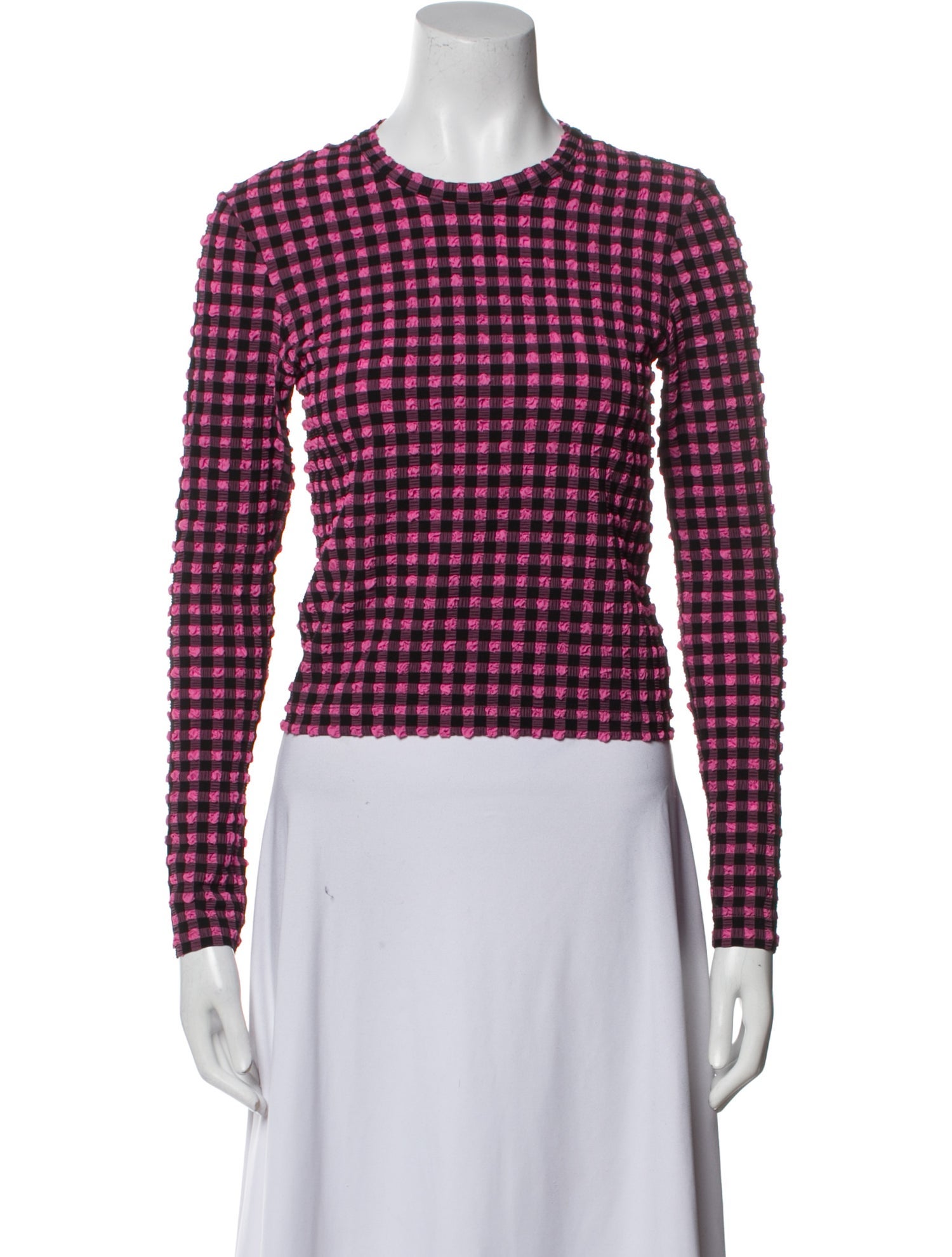 Rachel Comey Plaid Print Crew Neck Crop Top