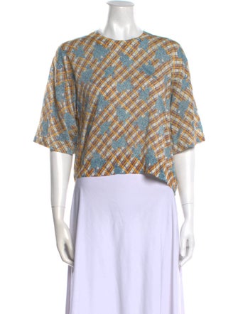 Rachel Comey Linen Plaid Print Crop Top