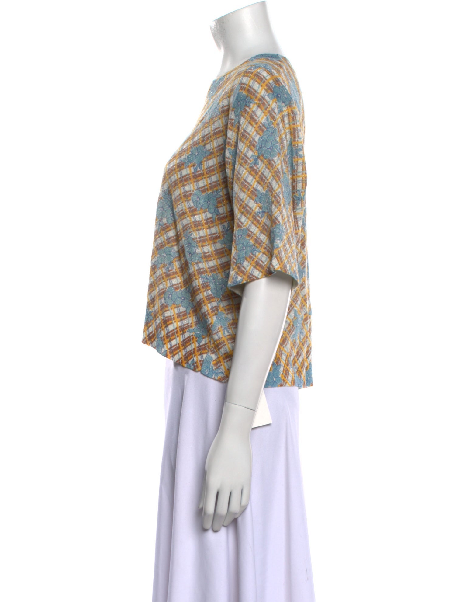 Rachel Comey Linen Plaid Print Crop Top