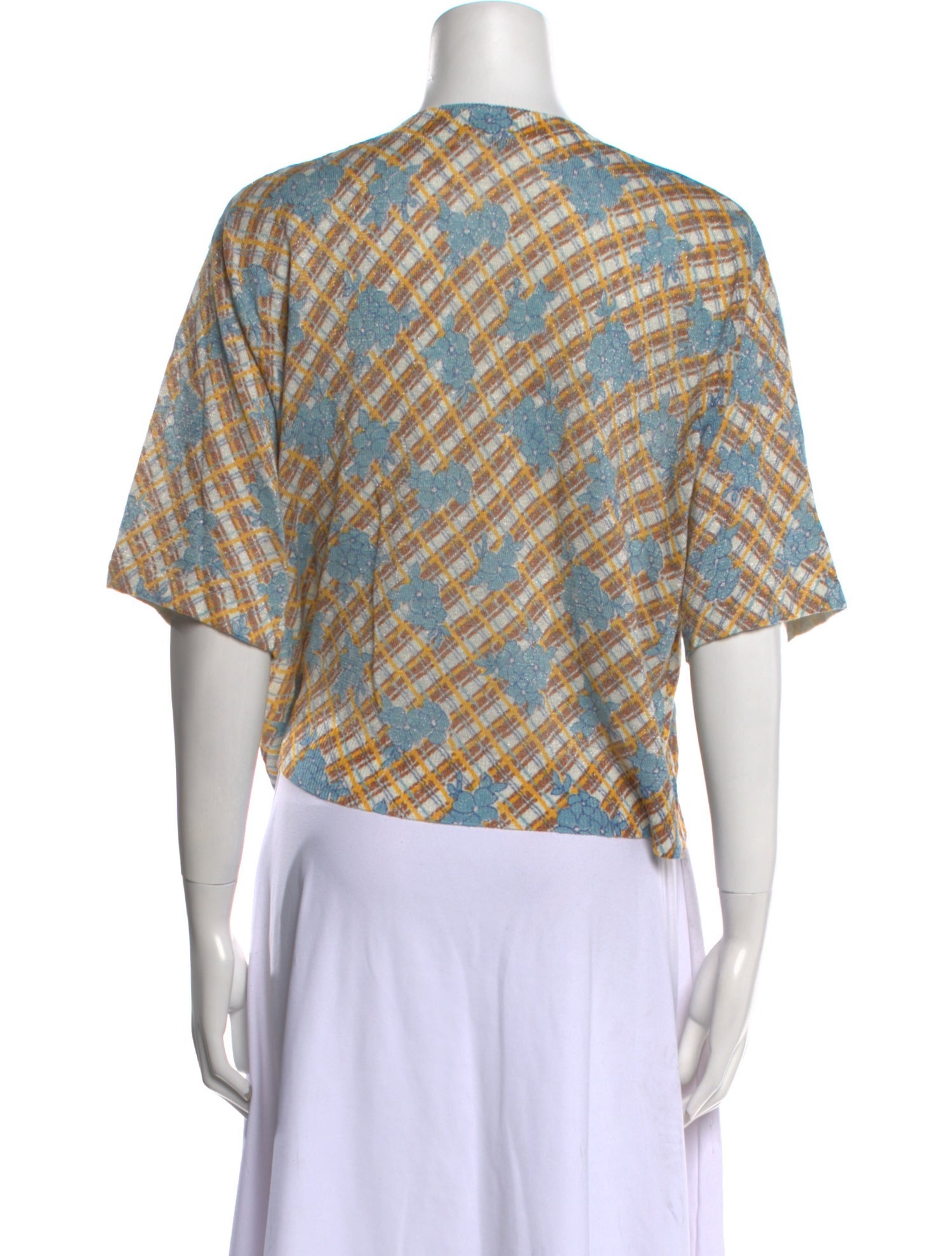 Rachel Comey Linen Plaid Print Crop Top