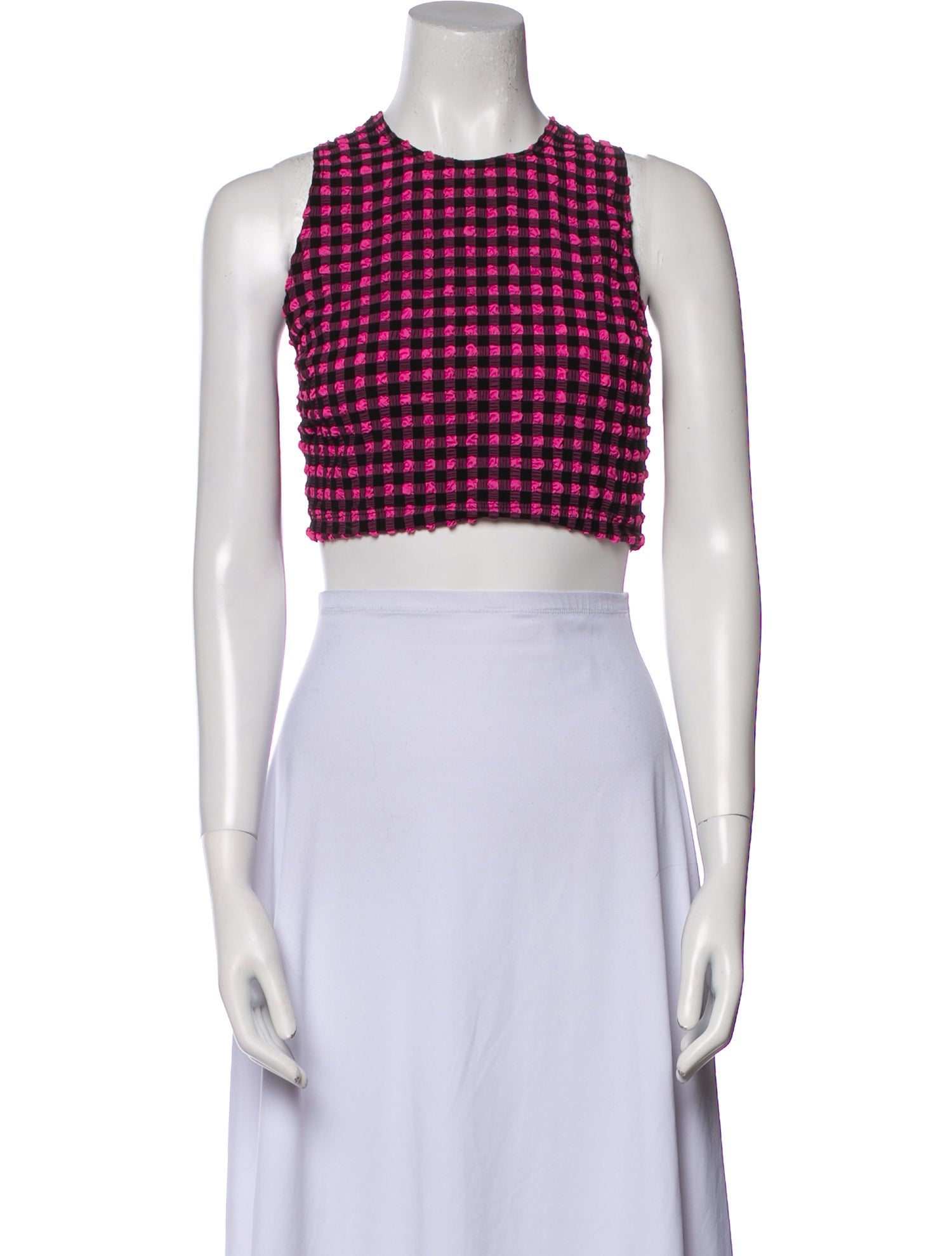 Rachel Comey Plaid Print Crew Neck Crop Top