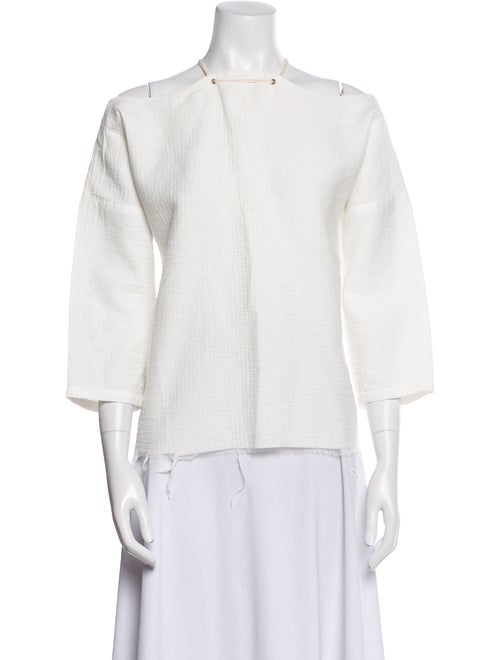 Rachel Comey Mock Neck Three-Quarter Sleeve Button-Up Top