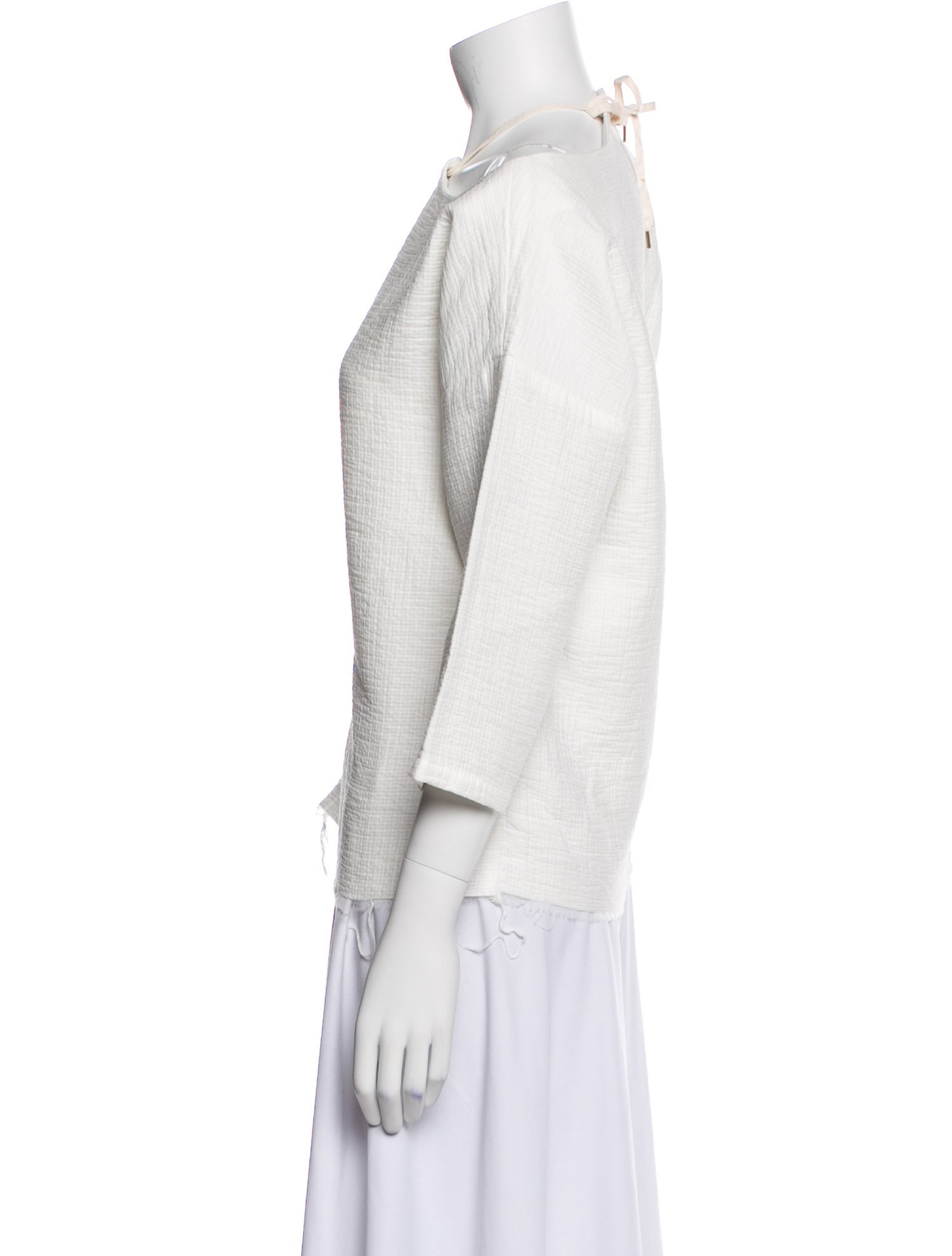Rachel Comey Mock Neck Three-Quarter Sleeve Button-Up Top