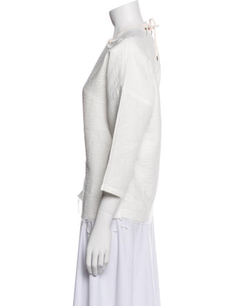 Rachel Comey Mock Neck Three-Quarter Sleeve Button-Up Top