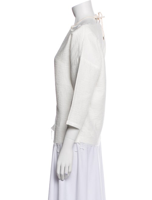 Rachel Comey Mock Neck Three-Quarter Sleeve Button-Up Top