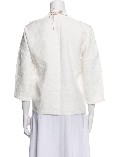 Rachel Comey Mock Neck Three-Quarter Sleeve Button-Up Top