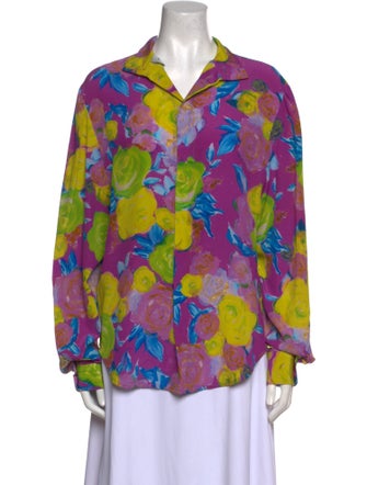 Rachel Comey Silk Floral Print Button-Up Top