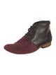 Rachel Comey Patent Leather Colorblock Pattern Lace-Up Boots
