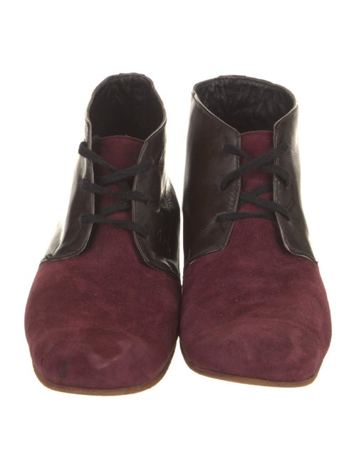 Rachel Comey Patent Leather Colorblock Pattern Lace-Up Boots