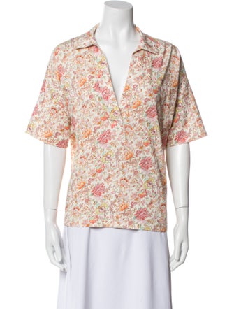 Rachel Comey Floral Print Short Sleeve Blouse