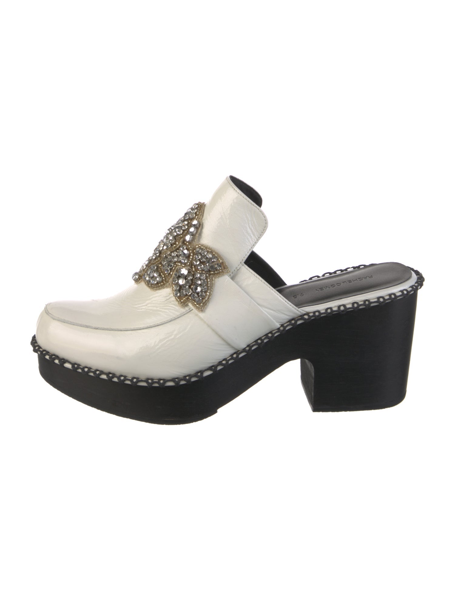 Rachel Comey Patent Leather Crystal Embellishments Mules