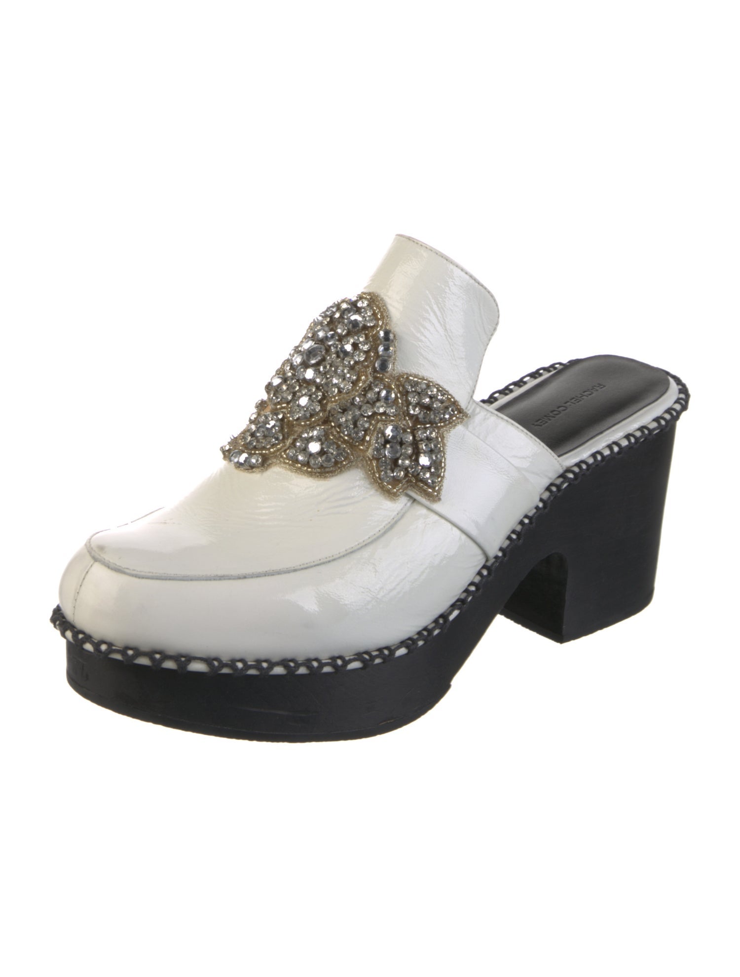 Rachel Comey Patent Leather Crystal Embellishments Mules