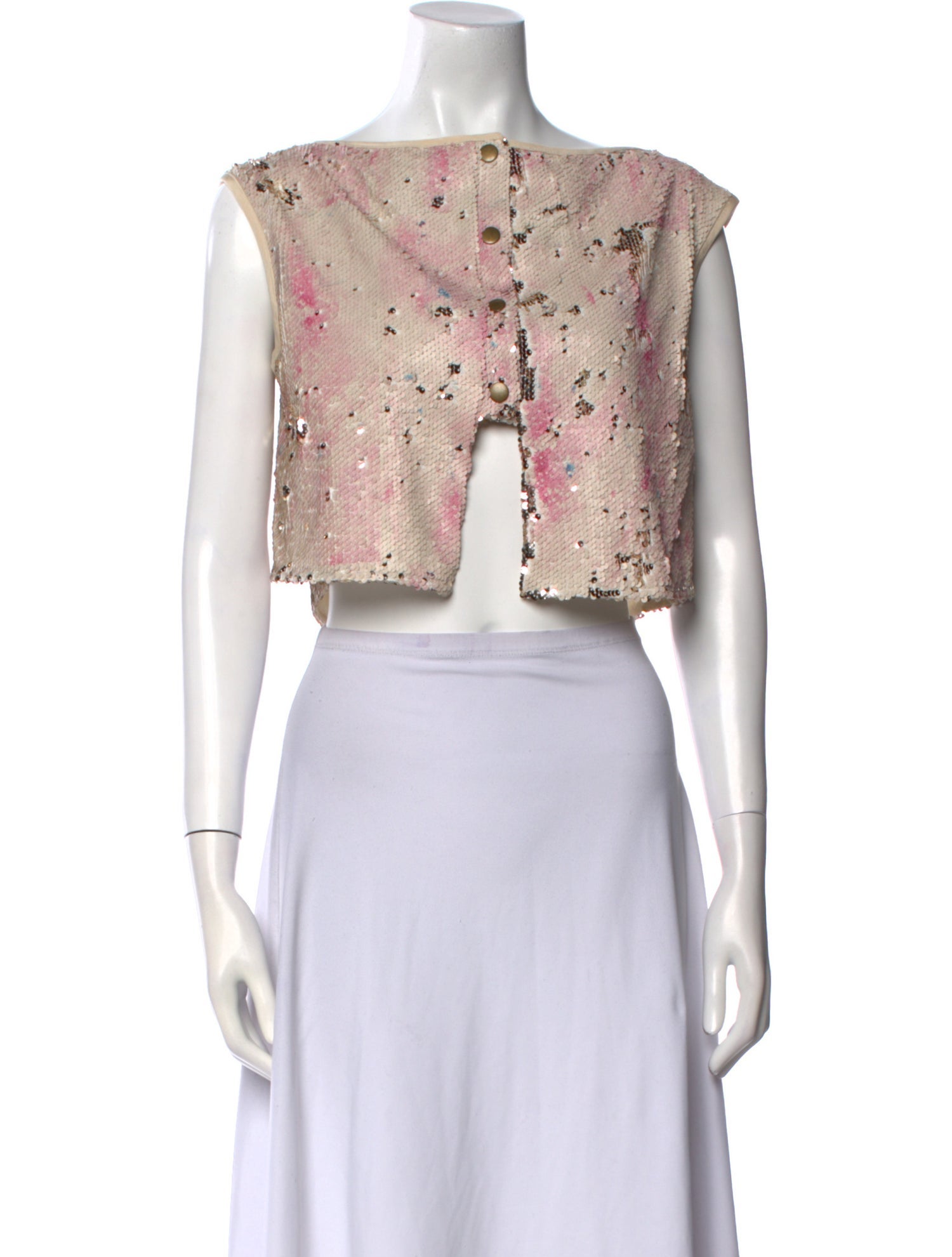 Rachel Comey Printed Bateau Neckline Crop Top