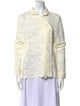 Rachel Comey Lace Pattern Mock Neck Button-Up Top