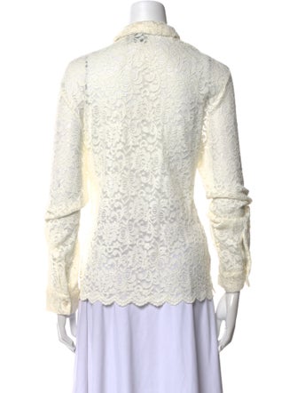 Rachel Comey Lace Pattern Mock Neck Button-Up Top