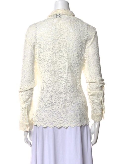 Rachel Comey Lace Pattern Mock Neck Button-Up Top