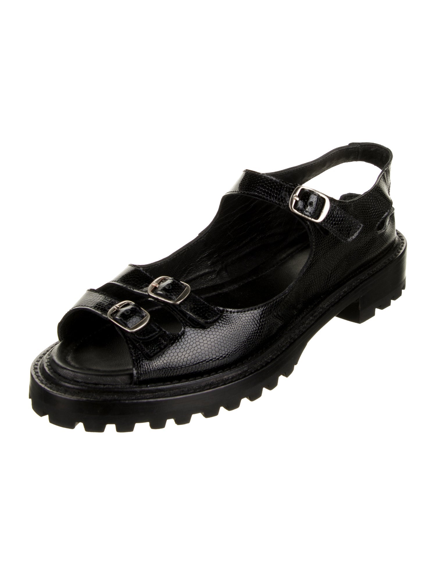 Rachel Comey Embossed Leather Printed Slingback Sandals