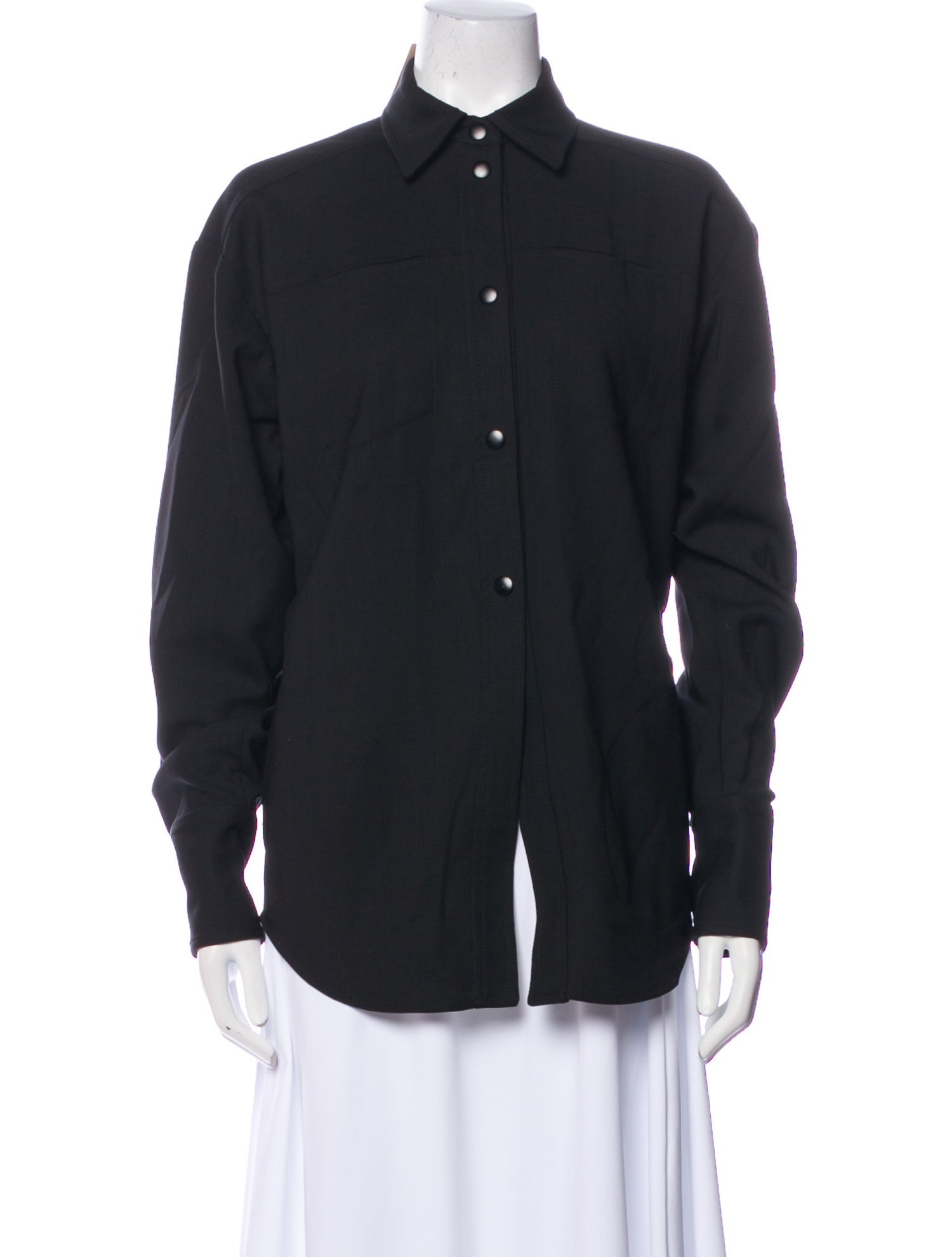 Rachel Comey Virgin Wool Long Sleeve Button-Up Top