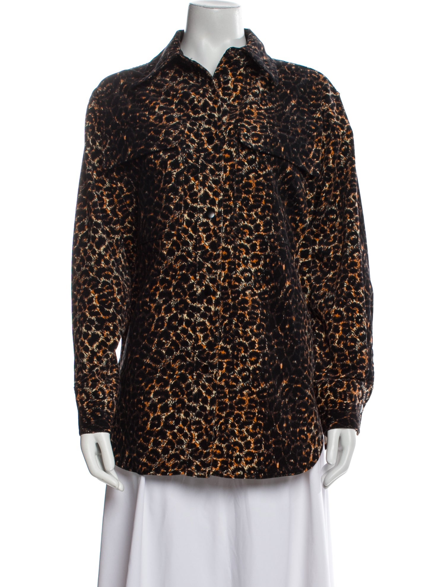 Rachel Comey Animal Print Long Sleeve Button-Up Top