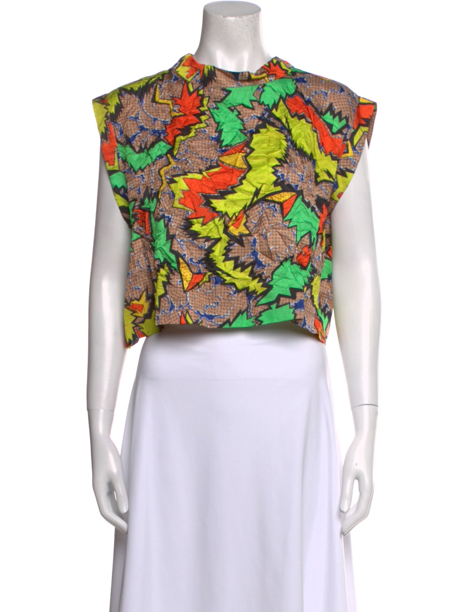 Rachel Comey Floral Print Mock Neck Crop Top