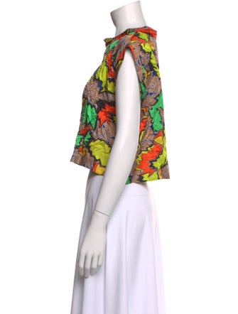 Rachel Comey Floral Print Mock Neck Crop Top