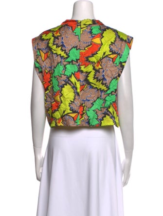 Rachel Comey Floral Print Mock Neck Crop Top