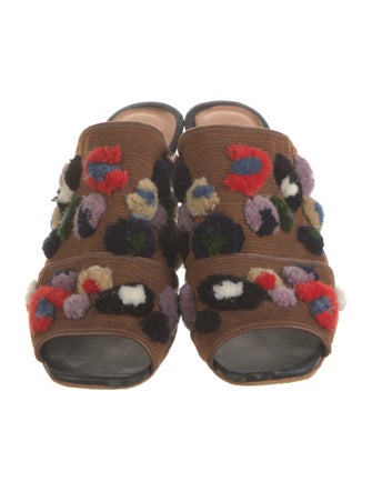 Rachel Comey Floral Print Pom-Pom Embellishments Mules