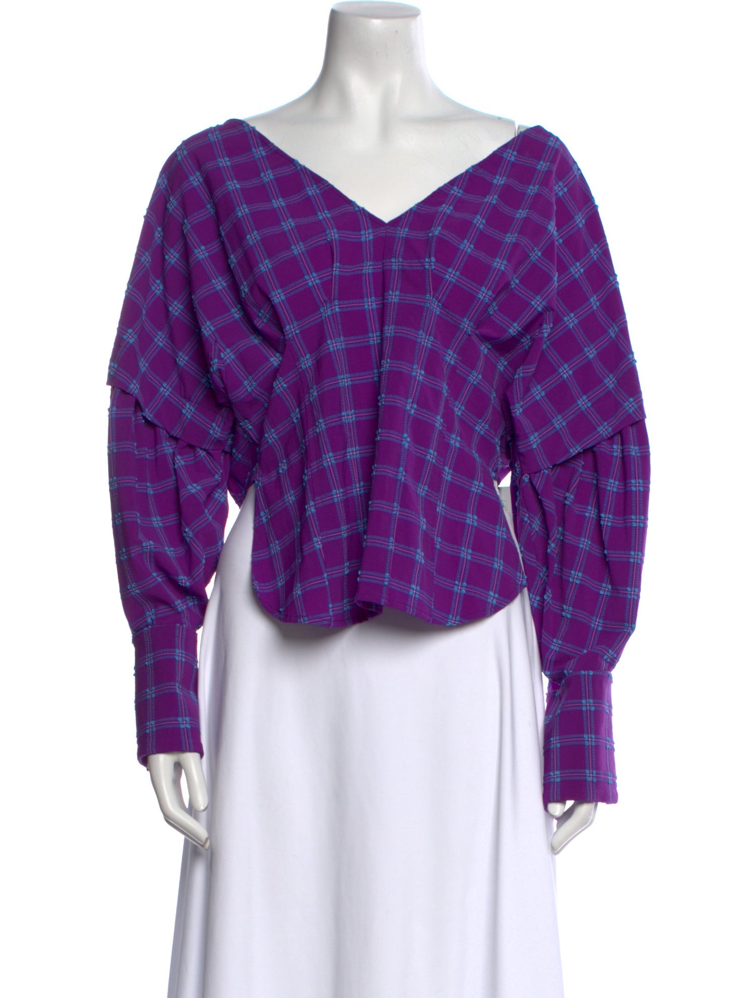 Rachel Comey Plaid Print V-Neck Crop Top