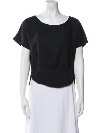 Rachel Comey Bateau Neckline Short Sleeve Crop Top