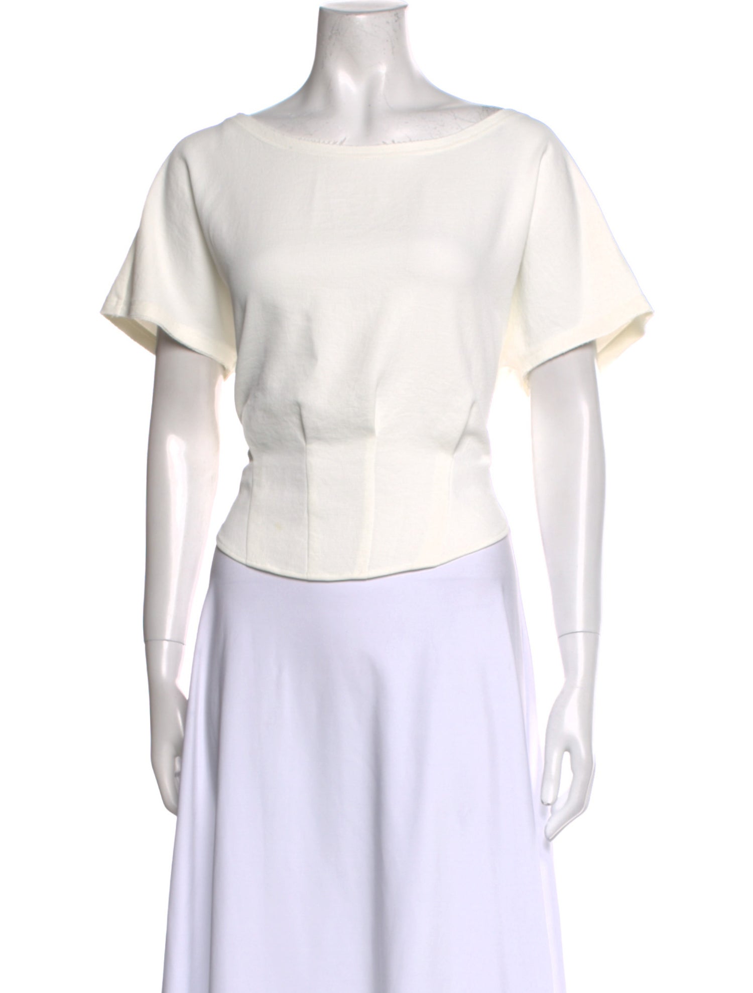 Rachel Comey Bateau Neckline Short Sleeve Crop Top