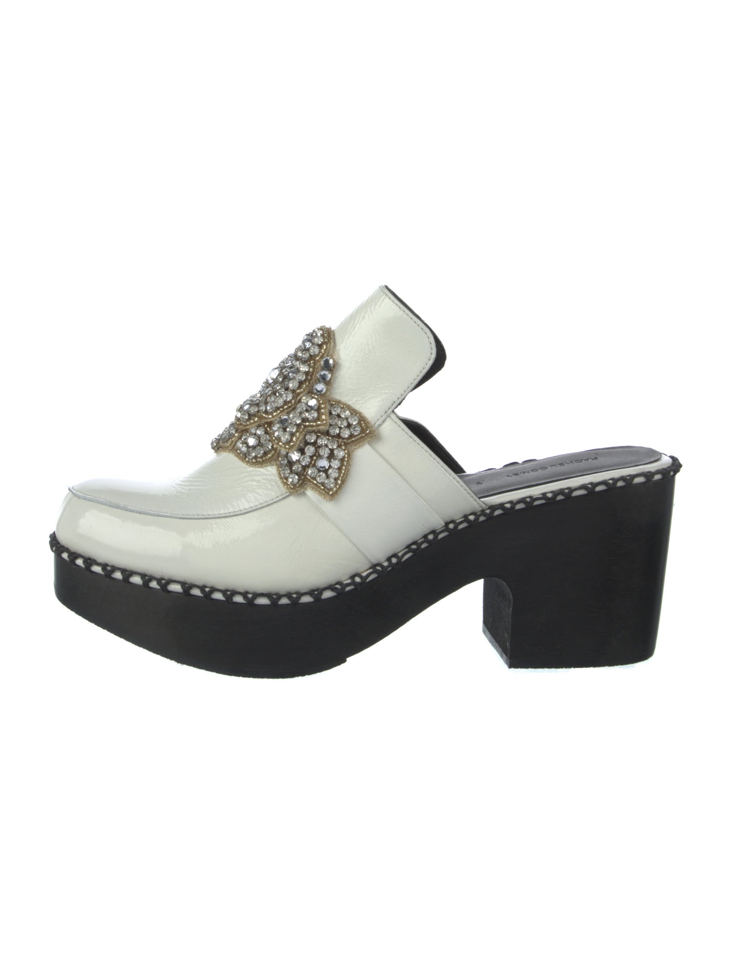 Rachel Comey Patent Leather Crystal Embellishments Mules