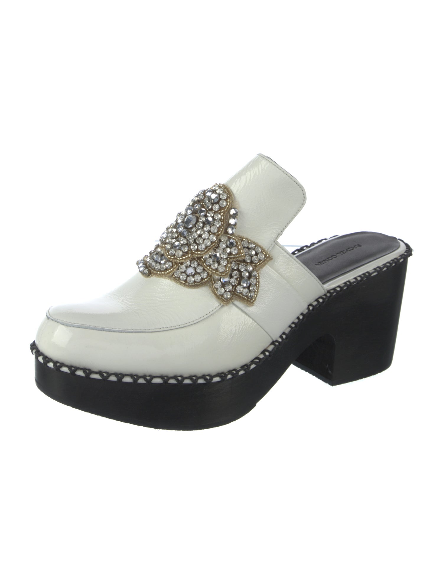 Rachel Comey Patent Leather Crystal Embellishments Mules