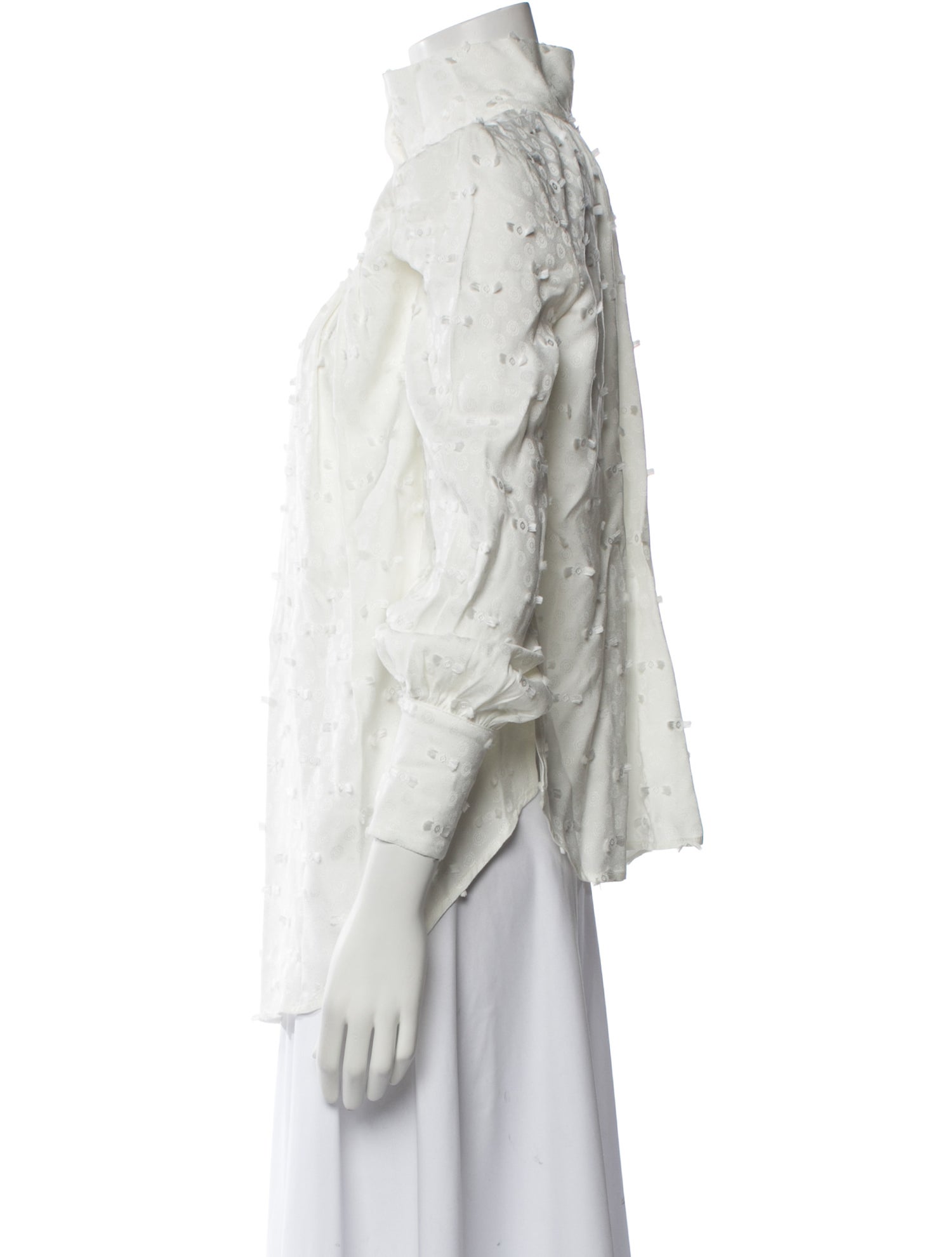 Rachel Comey Mock Neck Three-Quarter Sleeve Button-Up Top