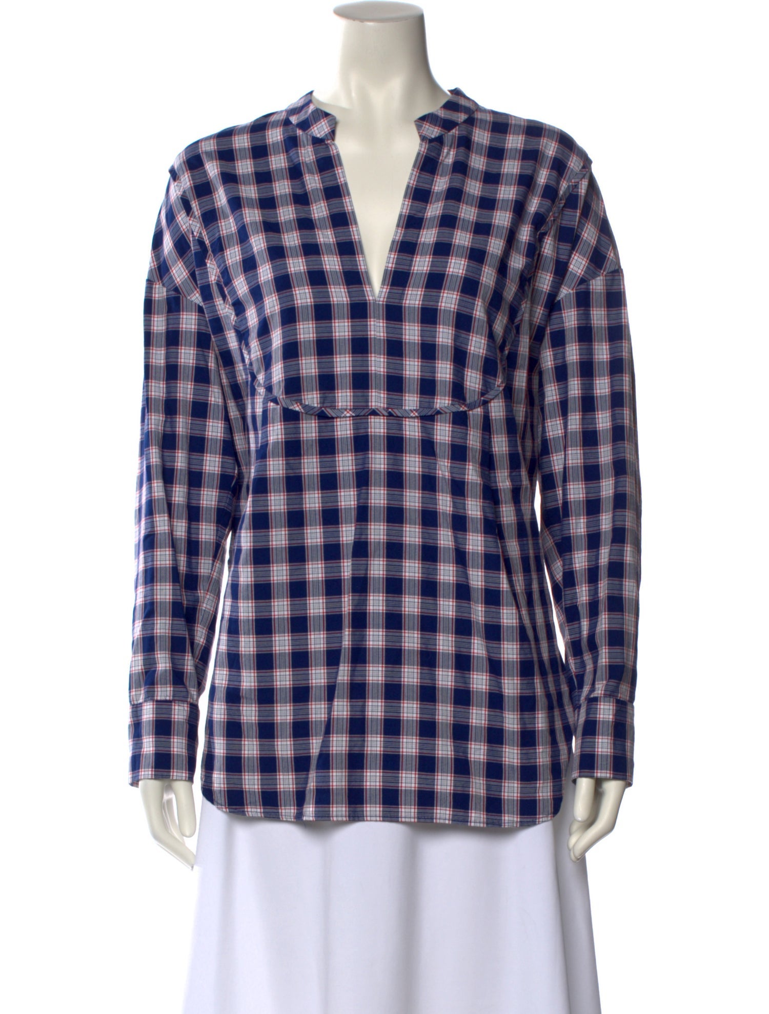 Rachel Comey Plaid Print V-Neck Button-Up Top