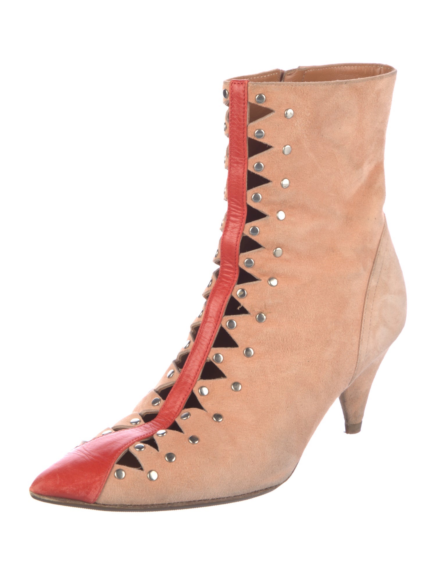 Rachel Comey Suede Colorblock Pattern Lace-Up Boots