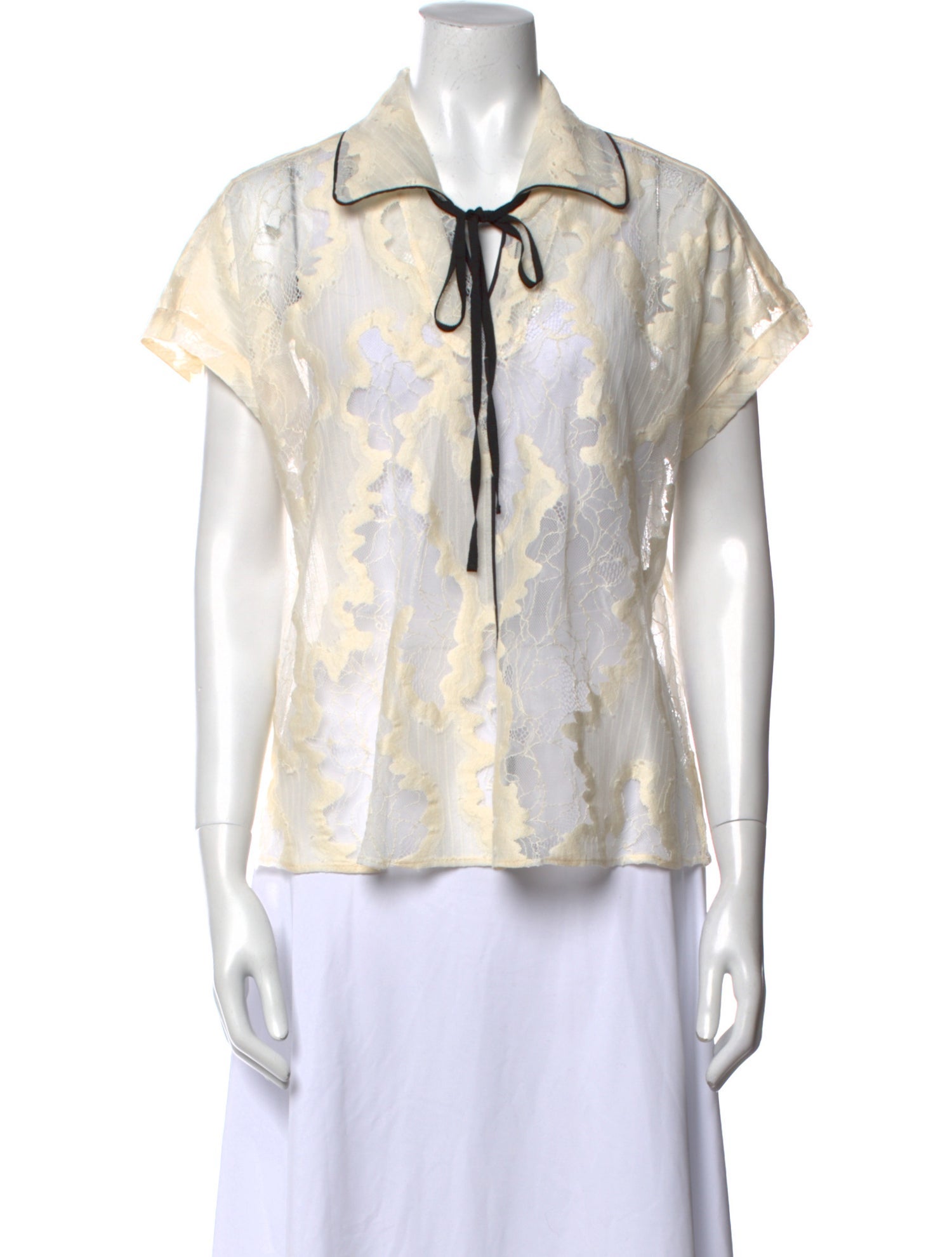 Rachel Comey Lace Pattern Short Sleeve Button-Up Top