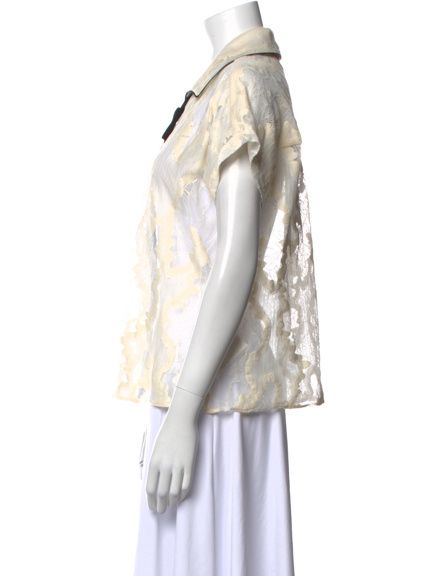 Rachel Comey Lace Pattern Short Sleeve Button-Up Top