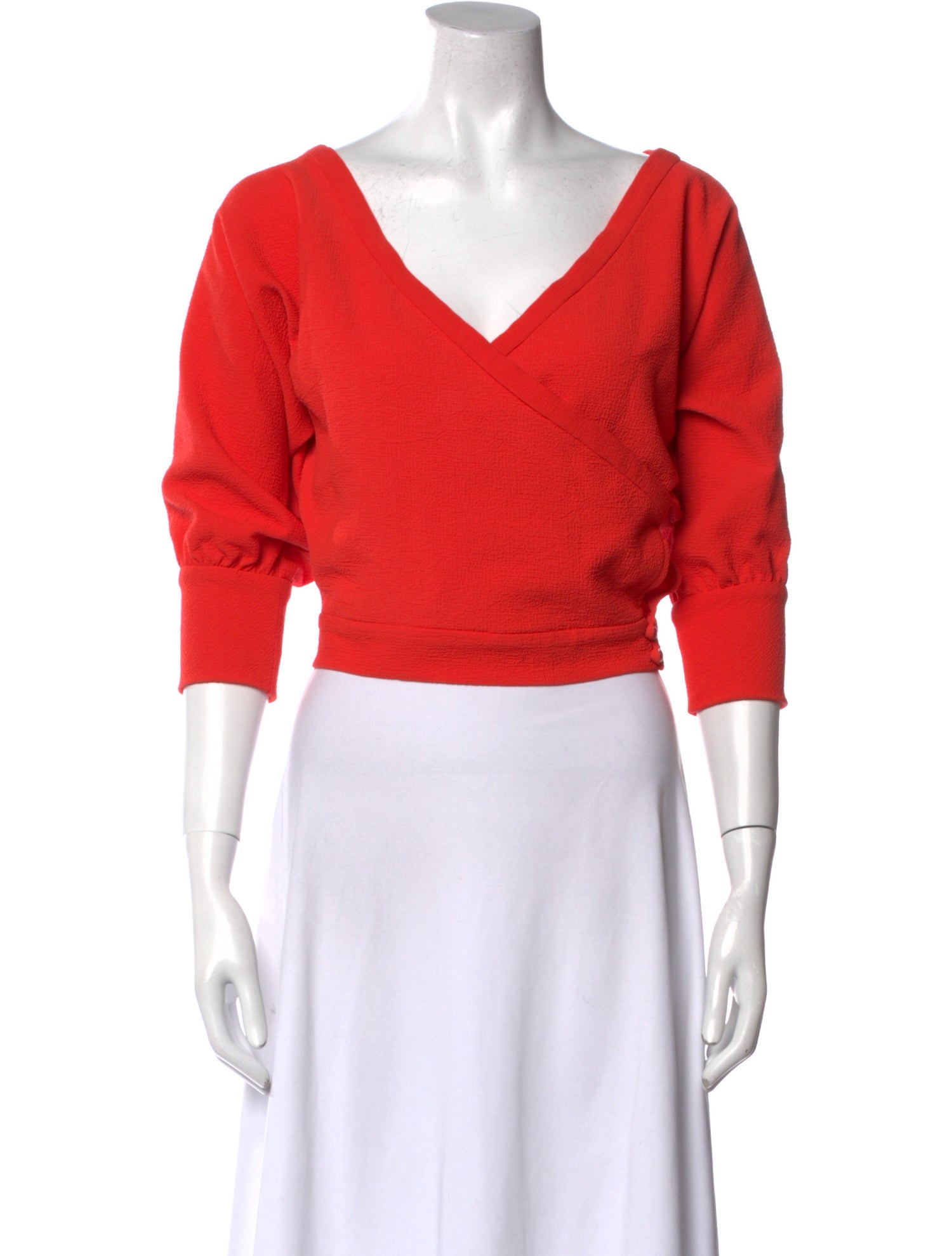 Rachel Comey V-Neck Three-Quarter Sleeve Crop Top