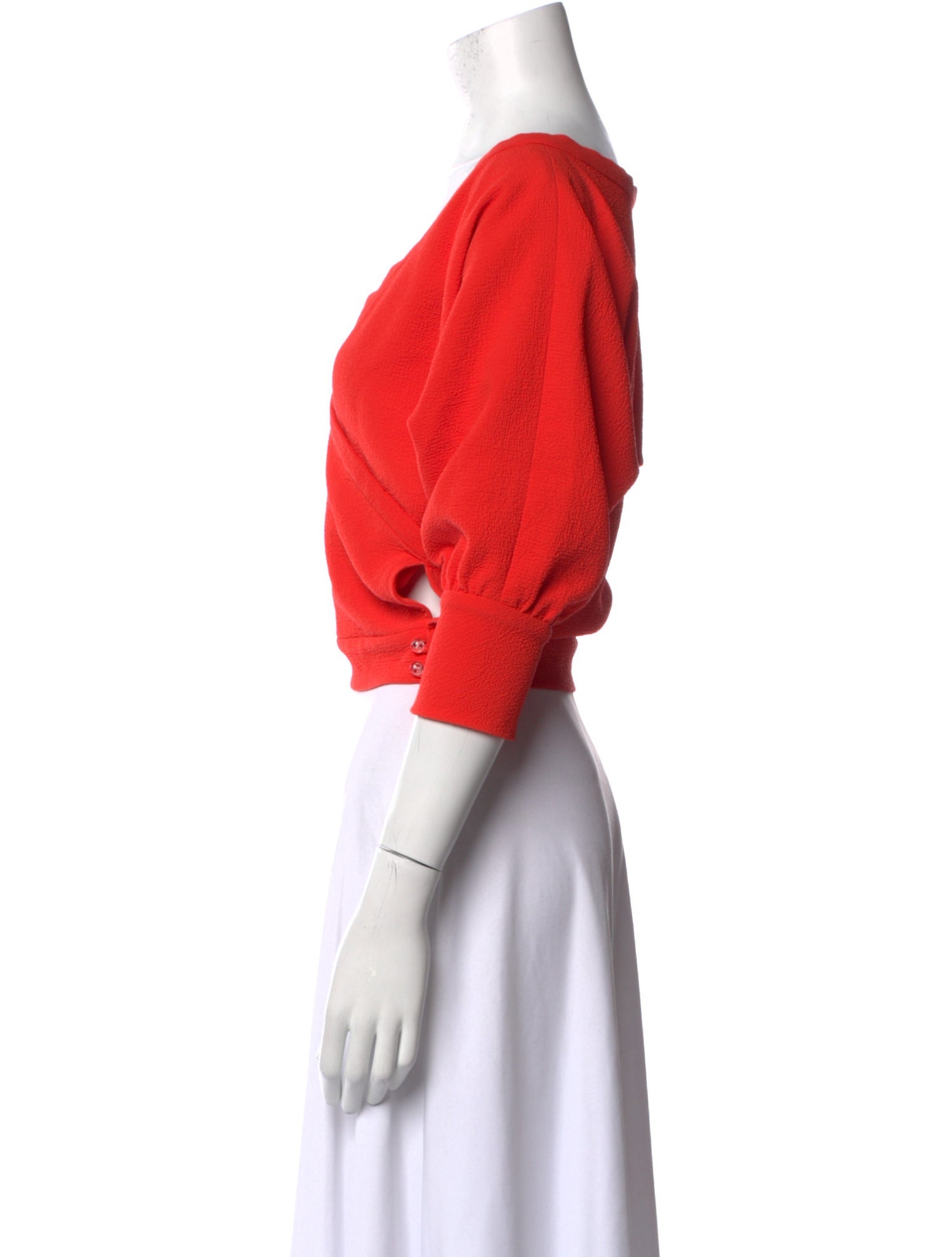 Rachel Comey V-Neck Three-Quarter Sleeve Crop Top