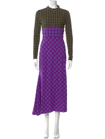 Pre-owned Rachel Comey Plaid Print Long Dress In Blue