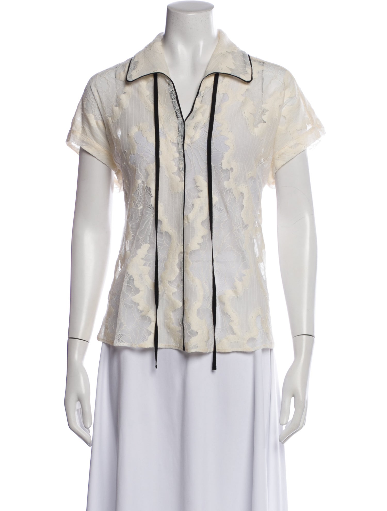 Rachel Comey Lace Pattern Short Sleeve Blouse
